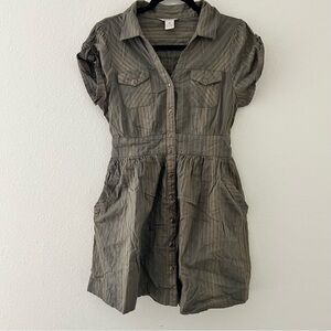 Fun & Flirt Khaki Striped Mini Dress